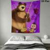 Masha & Bear Wall Hanging Printed Fabric Blanket Decorative Tapestries for Bedroom Living Room Home Decor