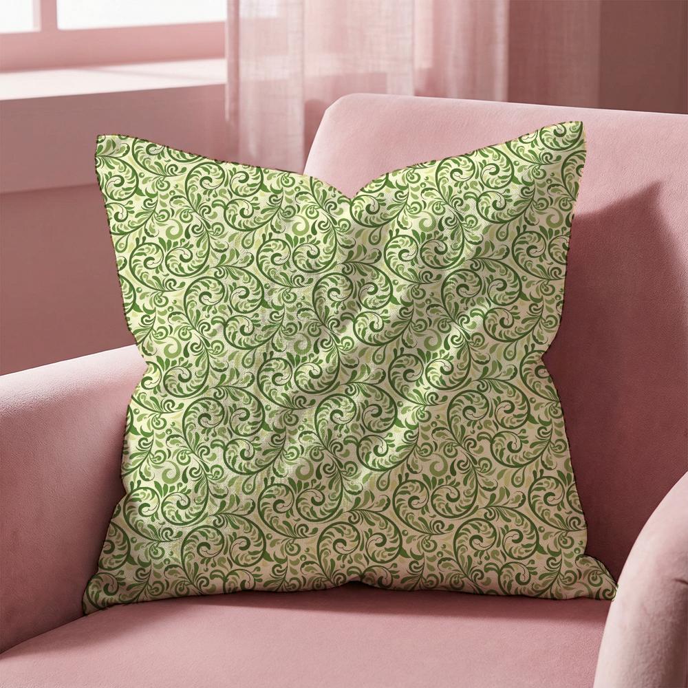 Green floral pattern Cushion Cover MultiScene Pillow Cover for Home Car Reversible Soft Durable for Daily Use