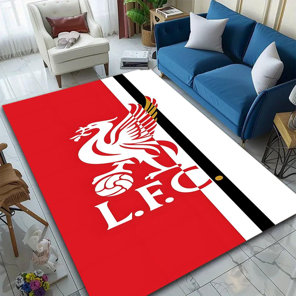 Red and White LFC Logo Design Patterned carpet, suitable as a non slip play mat for the living room and bedroom sofa