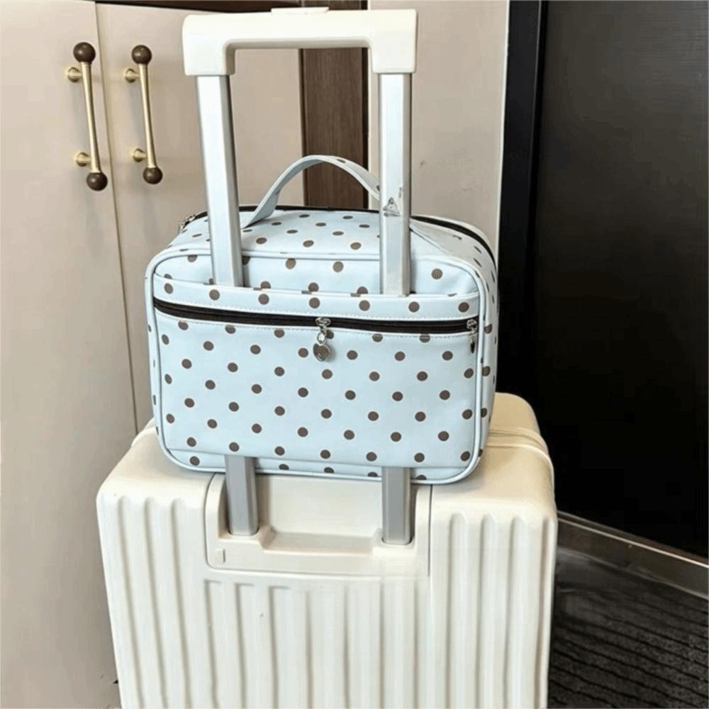 Large Capacity Handheld Makeup Bag Polka Dot Cosmetics Handbag Grooming Storage
