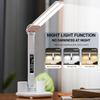 LED Clock Table Lamp 2 Heads 180°Rotate Foldable USB Plugging Dimmable Desk Lamps Eye Protection Desktop Reading Night Lights