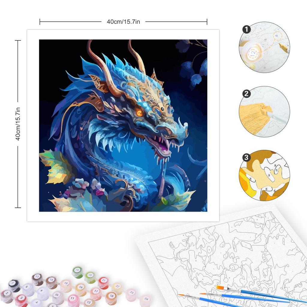 Frame Painting By Numbers Kits Dragon Animals Picture Drawing By Numbers For Home Decoration 40x40