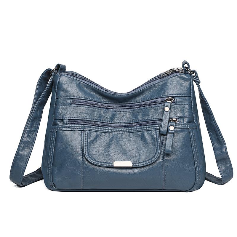 Crossbody Bag Fashionable and Simple Soft Leather Washed Retro Single-shoulder Backpack