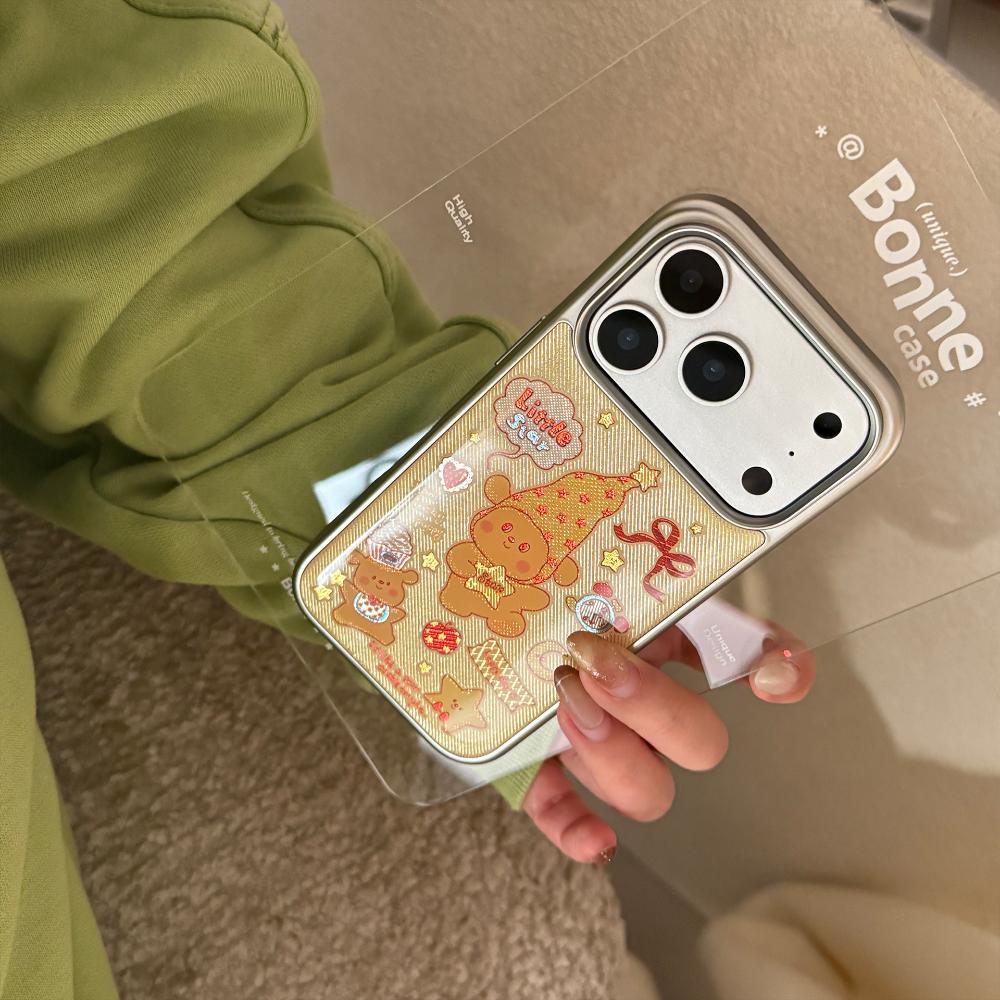 Подходит для Apple iPhone 17 Pro Max, 16-дюймового Позолоченного Желтой Звездой и Щенком iPhone 15 Гальванизированного Мультяшного Высококачественного Защитного Чехла