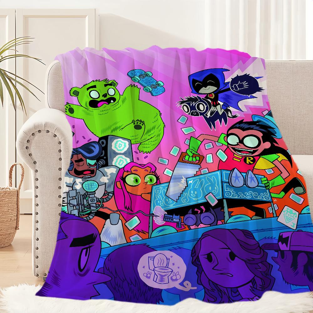 Cartoon Cute Go Blanket Plush Nap Sofa rug for Living T-Teen Room Warm Office T-Titans Bedroom Birthday Home Travel Kid Gifts