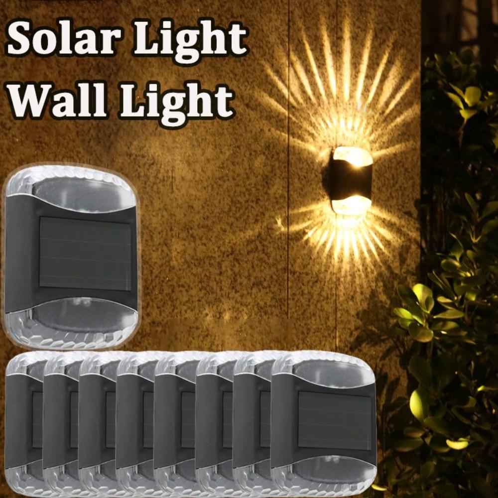 9 шт. светодиодный солнечный настенный светильник, уличный водонепроницаемый солнечный светильник, ограждение, терраса, сад, патио, дорожка, лестница, уличный ландшафт, балкон, украшение