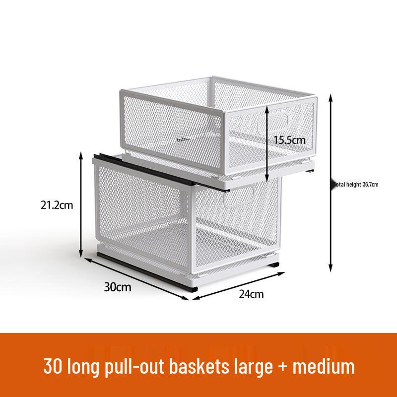 Многоярусная выдвижная кухонная корзина для хранения закусок, приправ и банок