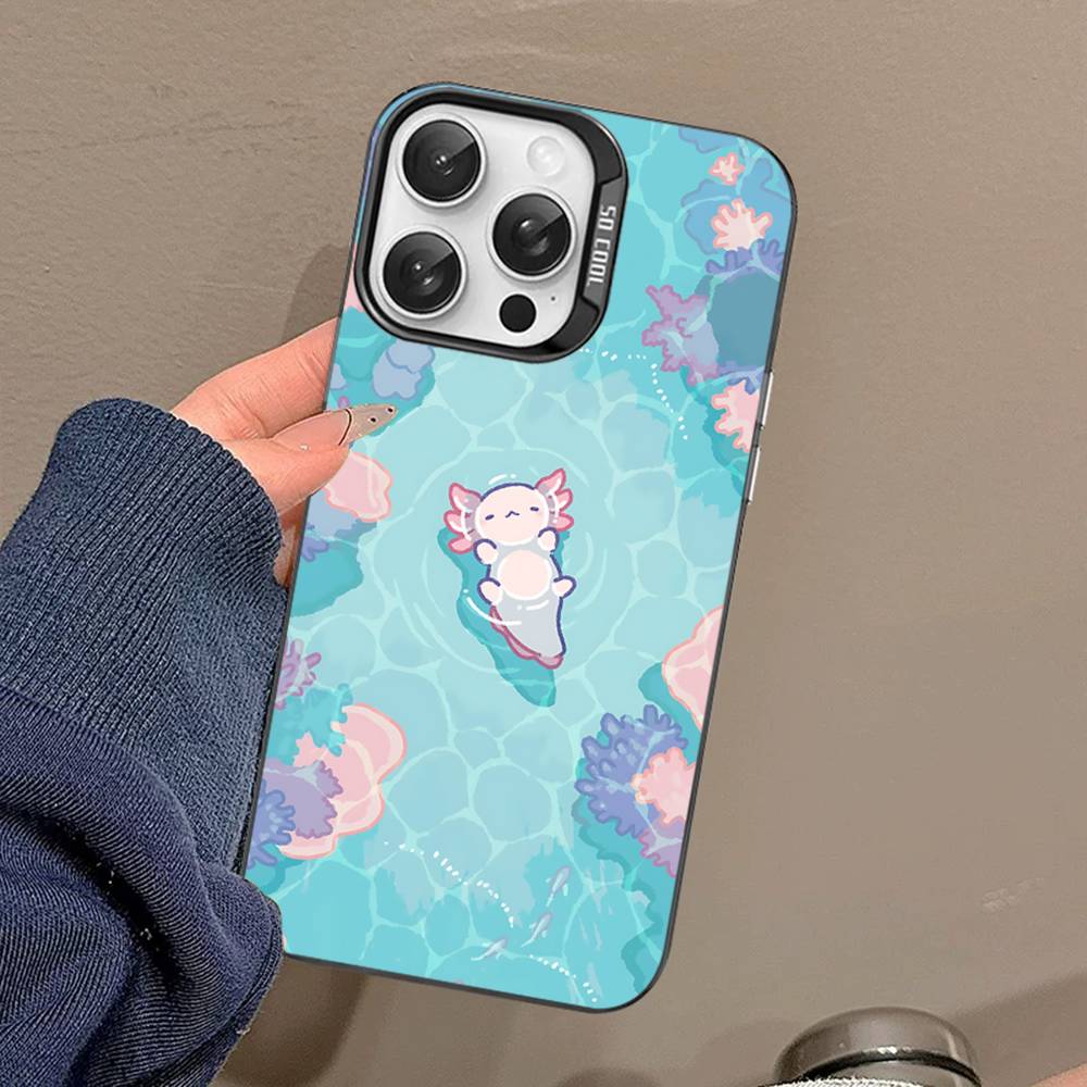 Мультяшный аксолотль Милый чехол для телефона для iPhone 17 16 15 14 13 Pro 12 11 Pro Max PLUS Цветная задняя крышка
