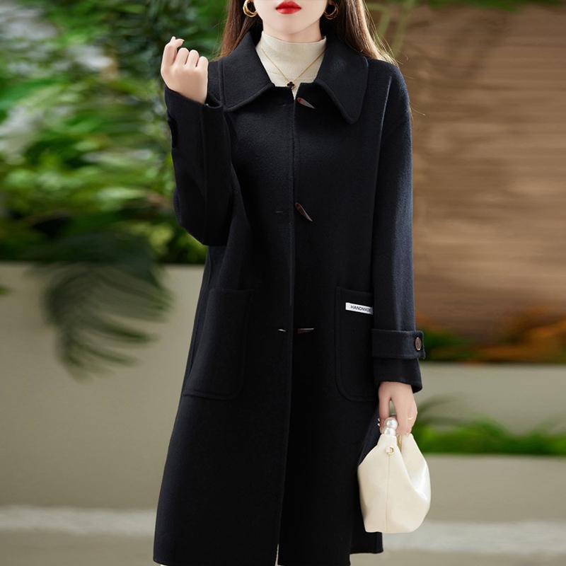 Женское пальто из 100% шерсти TIDENOVEL Осеннее шерстяное длинное пальто Ручной работы Пальто-бушлат Зимняя теплая шерстяная длинная куртка Пальто