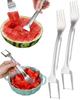 2 In1 Watermelon Fork Slicer Professional Watermelon Slicer Cutter Knife Stainless Steel Fruit Forks Slicer for Watermelon Cubes