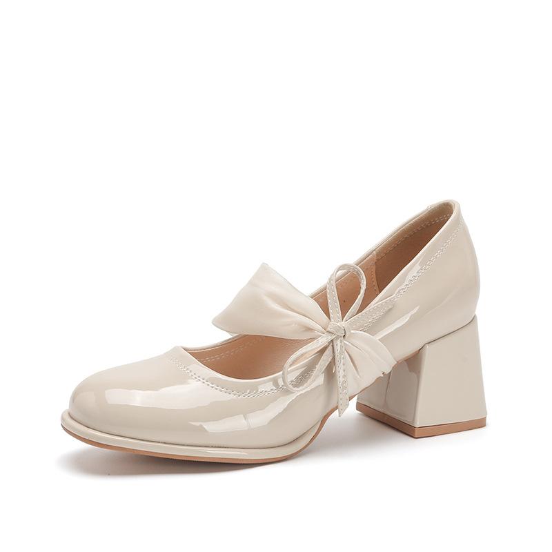 Туфли Мэри Джейн женские весенние темпераментные на высоком каблуке женские с круглым носком на толстом каблуке одинарные туфли женские рост и стройность