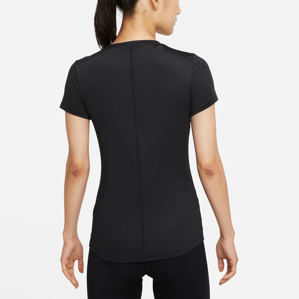 Nike Dri-Fit One Однотонная быстросохнущая спортивная футболка с принтом и коротким рукавом, женские топы, черные DD0627-010