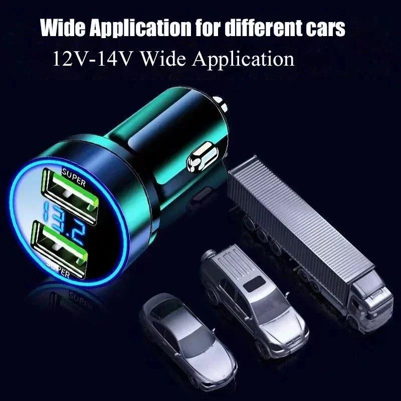 Автомобильное зарядное устройство 240 Вт, быстрая зарядка, 2 порта USB, адаптер для iPhone, Samsung, Xiaomi, быстрая зарядка, зарядные устройства с цифровым дисплеем
