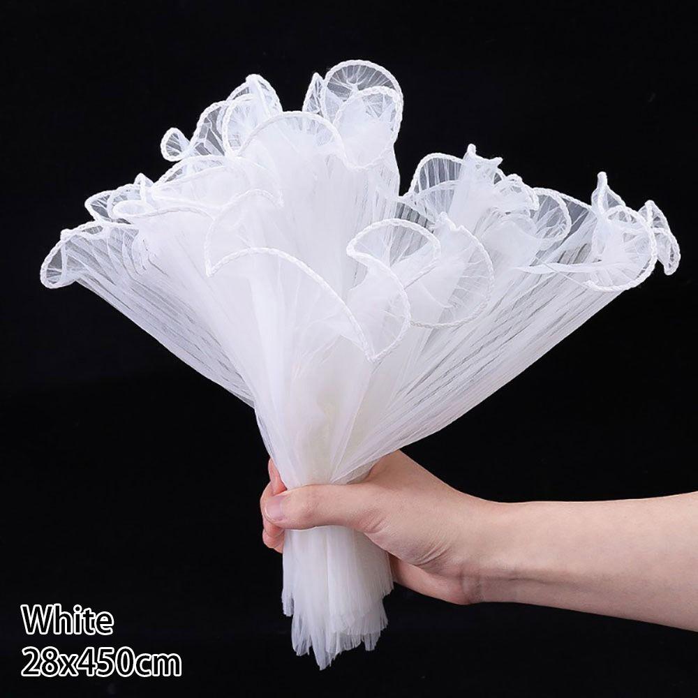 1Pcs Wave Yarn Flower Wrapping Cloth Pearl Lace Gift Packaging Paper  for Valentine's Day Wedding