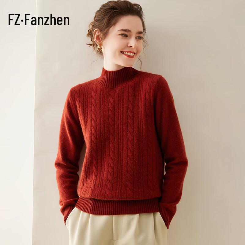 Fanzhen Women's Thickened Cashmere Blend Knit Sweater