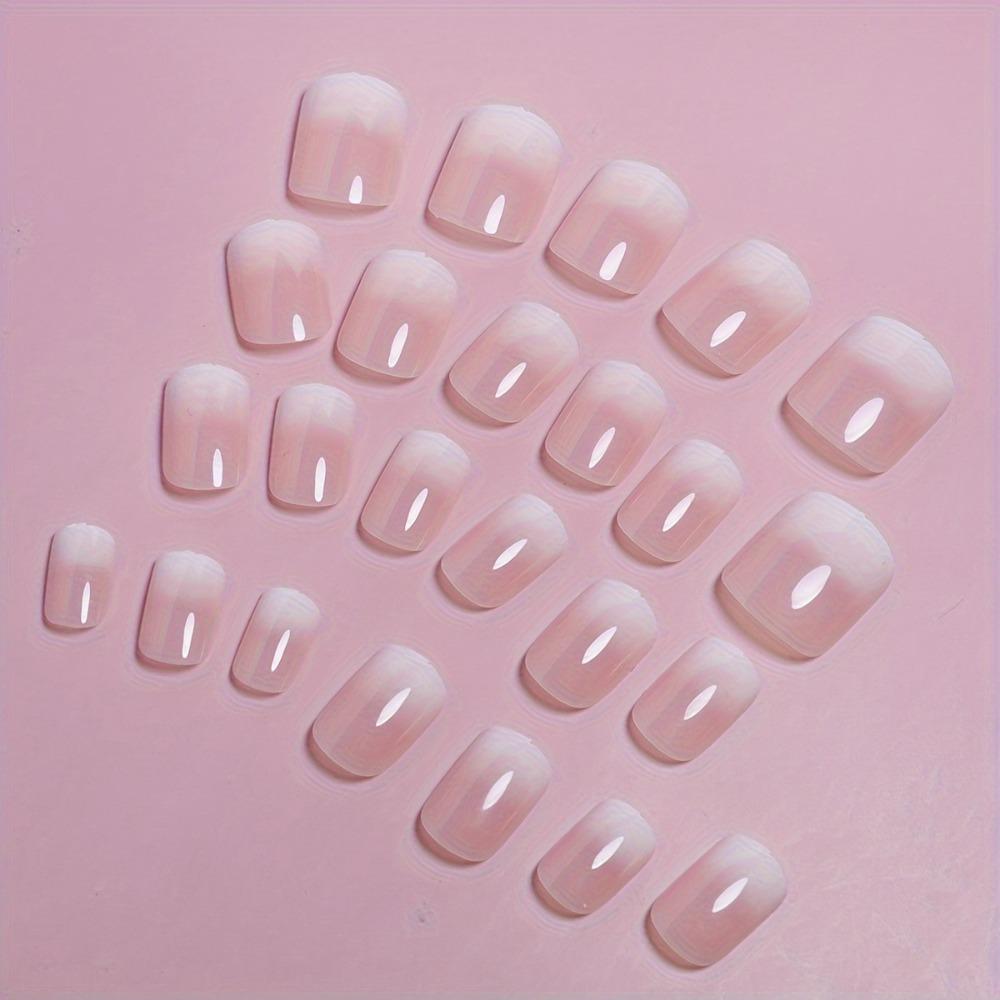 Square Head French Fake Nails Flash Nail Tips Detachable False Nail  Women