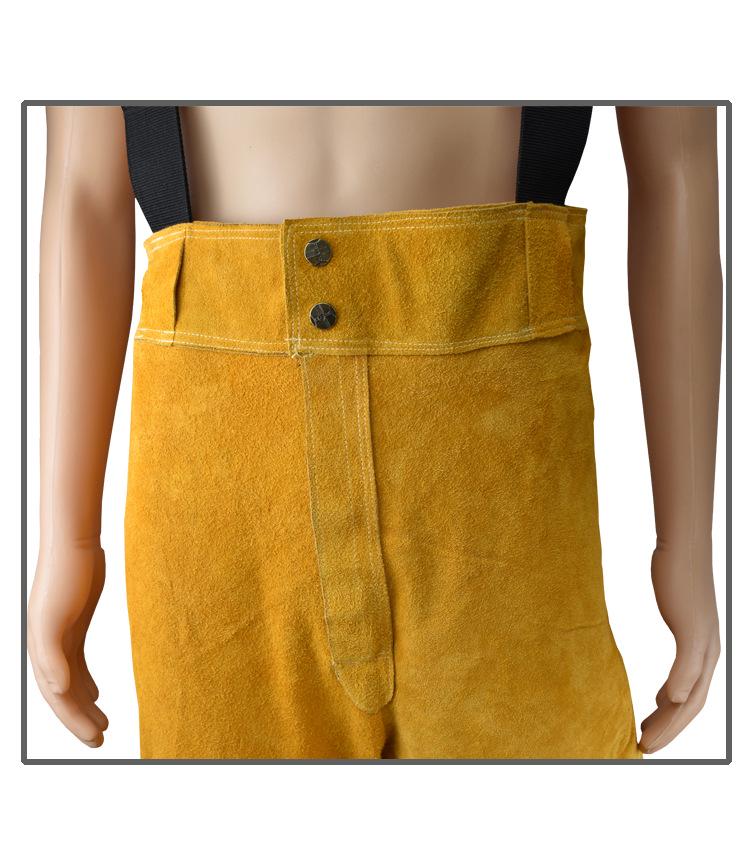 Сварочный костюм из коровьей кожи: Желтая защитная одежда, предотвращающая ожоги, износостойкая, огнестойкая и брызгоотталкивающая.