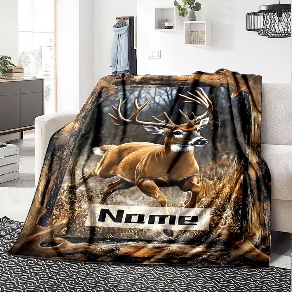 Running Deer Home Customize Your Name Blankets Soft Cozy Lightweight Versatile For All Seasons Perfect For Picnics Sofa Office Bed Living Room And