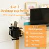 4 in 1 Desk Cup Holder Headphone Hanger Universal Adjustable Leak Proof Clip On Table Coffee Mug Holder Gaming Desk Organizer Cup Holders 5