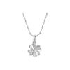 French Four-Leaf Clover Zircon Pendant Necklace - Elegant White Copper Clavicle Chain Jewelry.