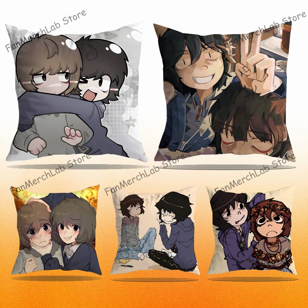 OOnewheatmark Will and Mike Anime Pillow Covers Cartoon Sofa Decorative Home Doublesided Printing Short Plush Cushion Cover