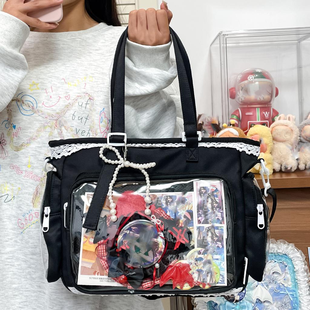 Милая японская сумка ита в стиле Y2K, прозрачная сумка-тоут через плечо, большая вместимость, повседневная сумка кроссбоди, сумки для DIY-дисплея