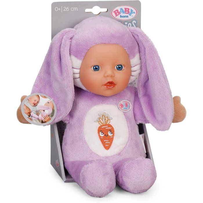 Poupon - BABY BORN - Poupon Lapin - Petites oreilles douces et poches pour les doigts - 26 cm - Nouveau-né