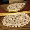 2 шт. овальный обеденный коврик крючком кружевная скатерть винтажная ручная работа вязаная крючком хлопчатобумажная скатерть с цветами