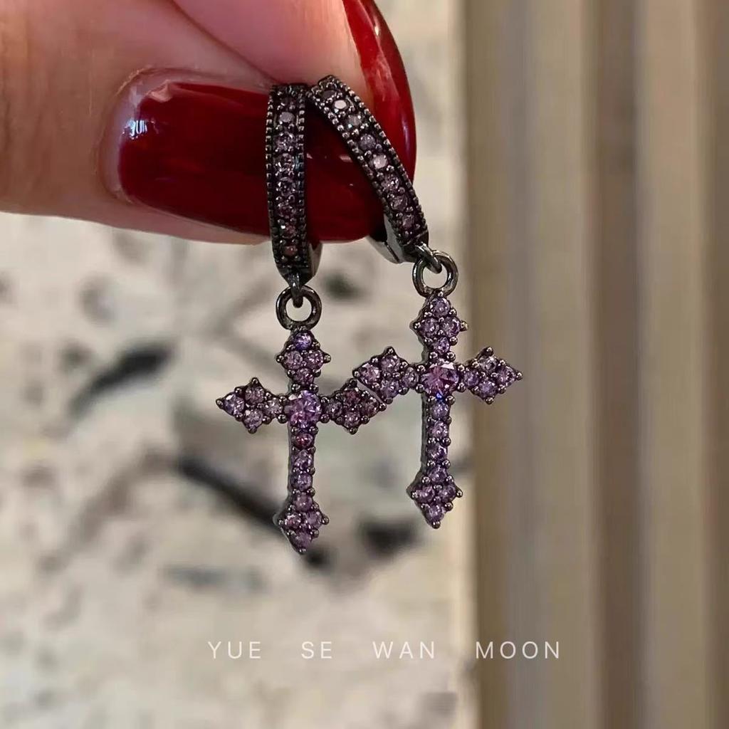 Серьги в стиле кросс-панк - Серьги-кольца с крестами - Подходят для повседневной носки