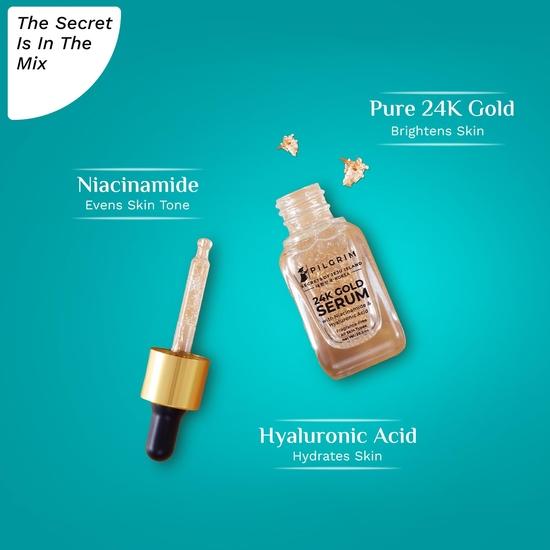 Pilgrim 24K Gold Face Serum с ниацинамидом и гиалуроновой кислотой, Dewy Primer для макияжа лица, корейский уход за кожей для унисекс, 20 мл