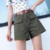 Classic and Minimalist Fashion Versatile Military Green Female Summer Outside Wear Loose A-line Wide-leg Pants Thin High-waisted Casual Denim Shorts