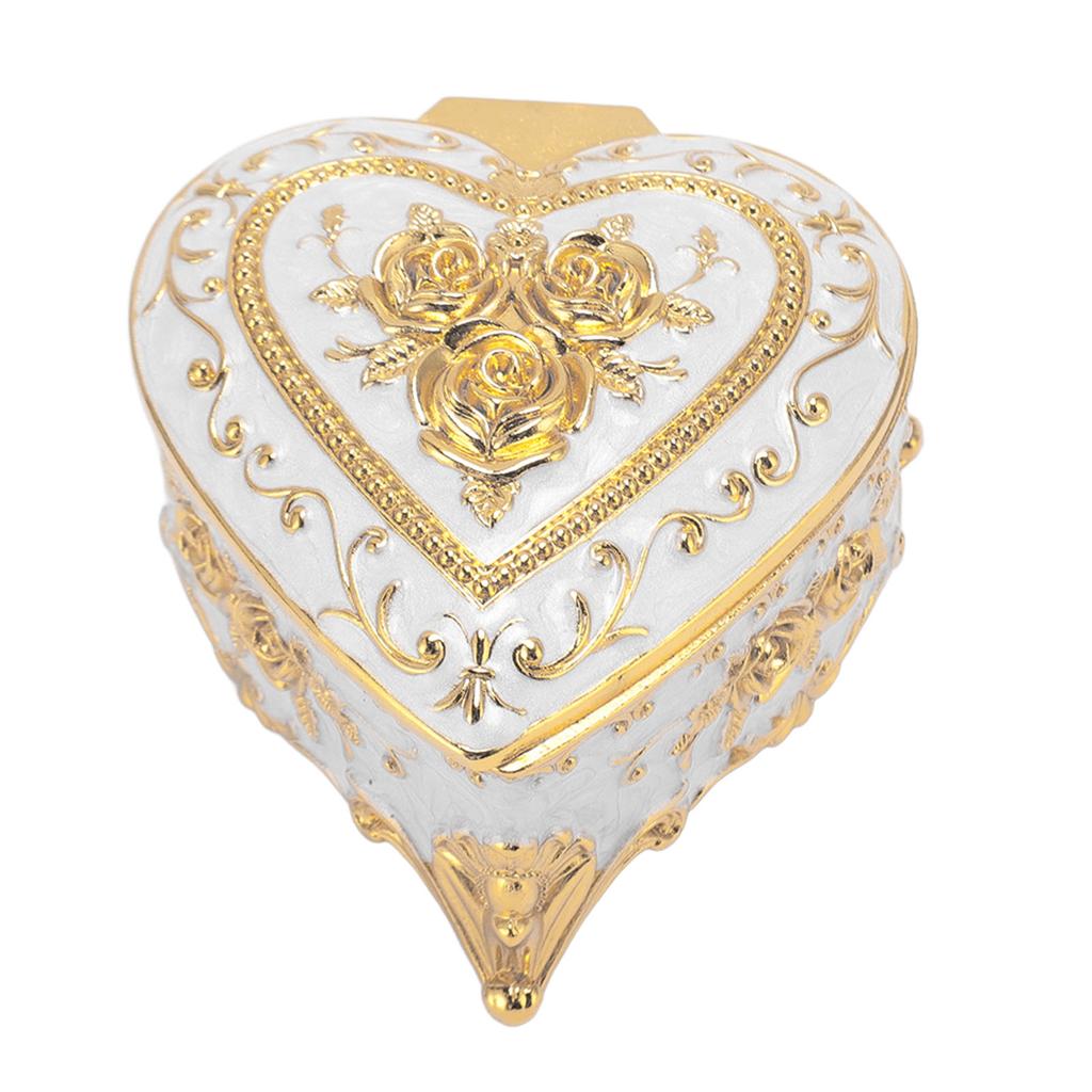 Small Jewelry Box Heart Shape Vintage Decorative Box Zinc Alloy Storage Container for Accessories
