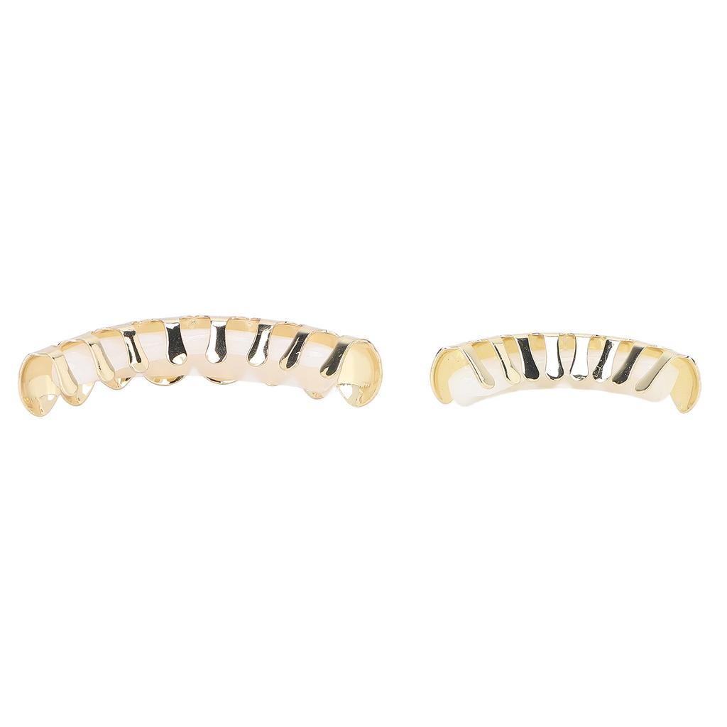 Hip Hop Teeth Set Alloy Golden False Teeth Decoration Brace for Halloween Festival Party