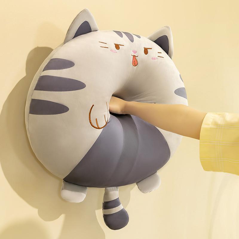 Cozy Cat Shaped Cushion With Short Plush Fabric For Home Decor And Relaxation