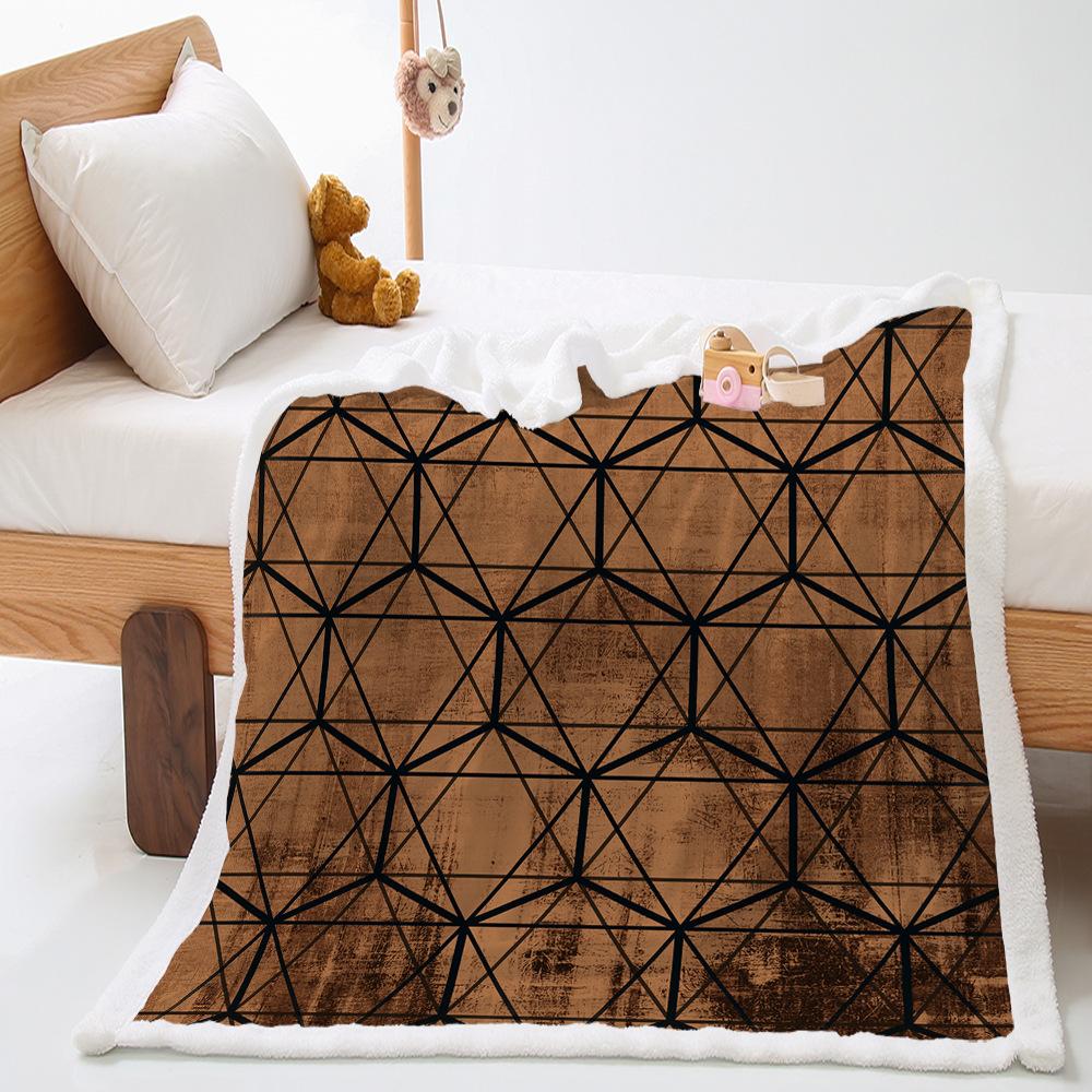 Blanket Geometric Rhombus Digital Printing Lamb Fleece Crystal Fleece Blanket