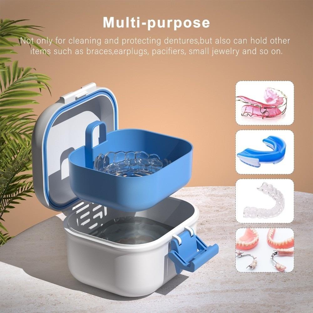 Multiple Colors Available Leak-Proof Denture Soaking Cup Portable Denture Container Travel