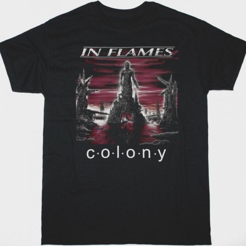 Vtg IN FLAMES Band COLONY Heavy Cotton Black All Size T Shirt For Men TU352
