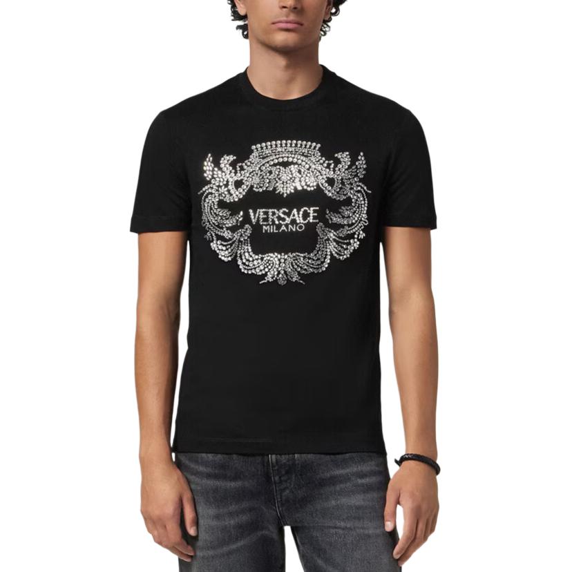 VERSACE Crystal crest T shirt 1013944-1A13412-1B000