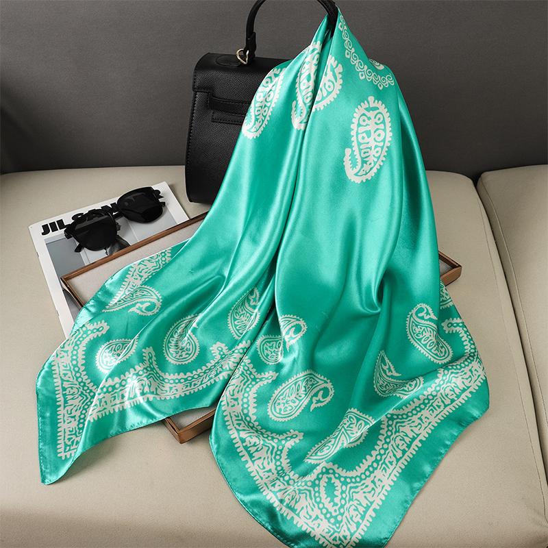 90x90cm Square Scarf for Women Head Shawls and Wraps Luxury Print Neck Scarves Hijab Bandana