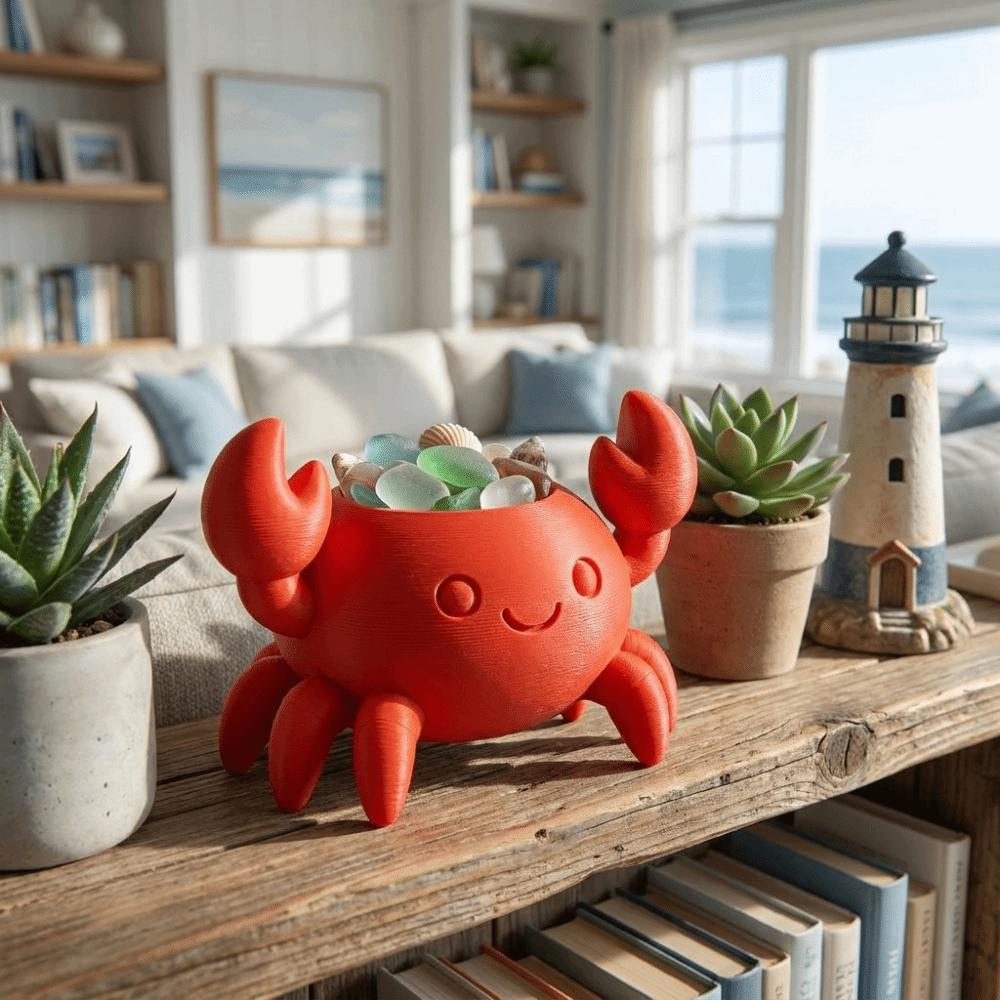 Handmade Crab Pen Holder 3D Printed Makeup Brush Holder Funny Desk Organizer Tea Table