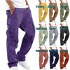 Autumn and Winter Men's Straight-Fit Drawstring with Multiple Pockets Stretch Cargo Pant