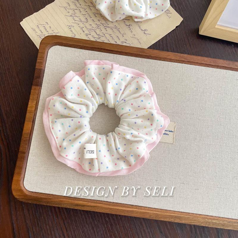 Мягкая вязаная коллекция Осень Зима Милый scrunchie В горошек Цветочный