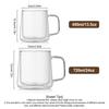 Double Wall Insulated Glass Cups, 13.5oz/24oz Glass Coffee Mugs, Clear Espresso Mugs for Latte, Cappuccino Cup with Handle
