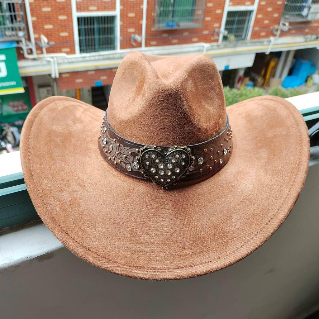 Замшевая шляпа Fedora Ковбойские шляпы в стиле вестерн Замшевая ковбойская шляпа в стиле вестерн Мужская и женская ковбойская шляпа с большими полями с каплевидным верхом