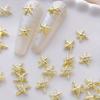 Золотые морские звезды, шармы для ногтей, океанский стиль, блестящие стразы, украшения для нейл-арта в виде звезд, весна-лето, 10 шт., 3D-сплав, сделай сам, драгоценные камни для ногтей, подарок для девочек
