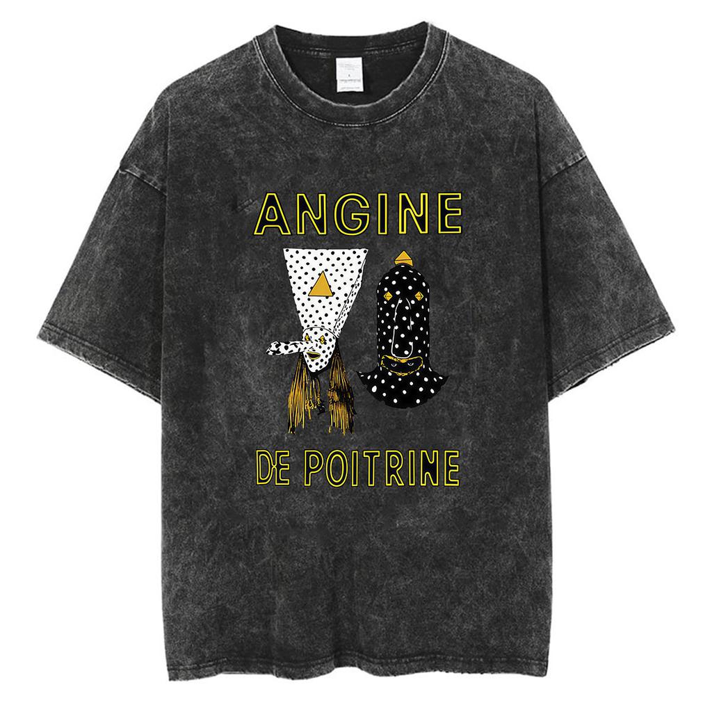 Rock Band Angine De Poitrine Ретро Выстиранные Футболки Мужские Женские Панк Поп Музыка Свободная Одежда Футболка Хип-Хоп Готика Оверсайз Футболки