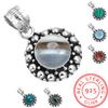 925 Sterling Silver Pendant Women Gemstone Handmade Jewelry Engagement Gift Amazonite Angelite Blue Opal Botswana Agate Mohave Azurite Chrysocolla
