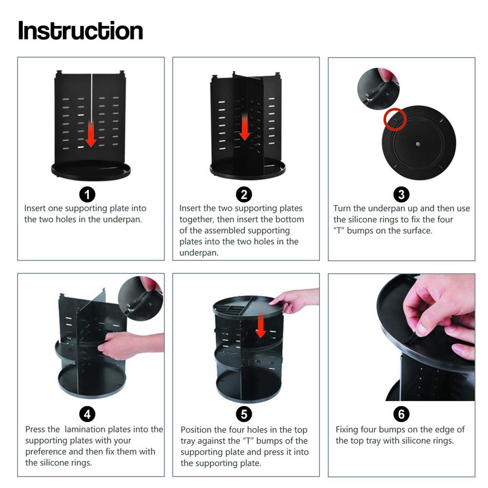 Multifunction 360 Rotating Makeup Organizer Bathroom Makeup DIY Adjustable Cosmetics Storage Box Vanity Shelf 