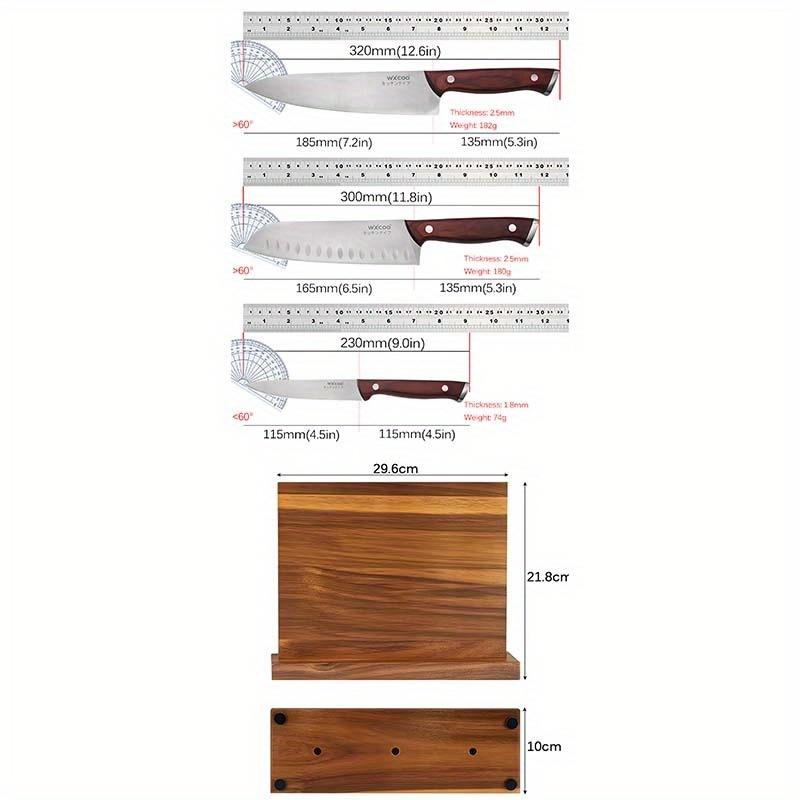 5PCS Stainless Steel Meat Cleaver Butcher Knife Meat Cleaver Professional Chef Knife Magnetic Storage Knife Rack Knife Block