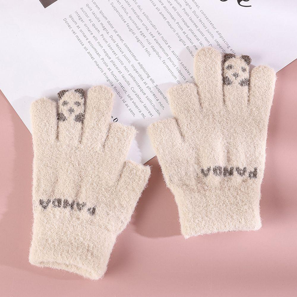 Kawaii Thicken Cycling  Letter Panda Women Winter Gloves Korean Mittens Outdoor Gloves